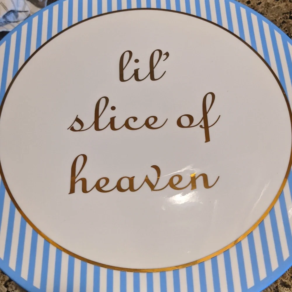 2018 Draper James Blue Stripes Baby Brunch Lil Slice Of Heaven Cake Stand Spring